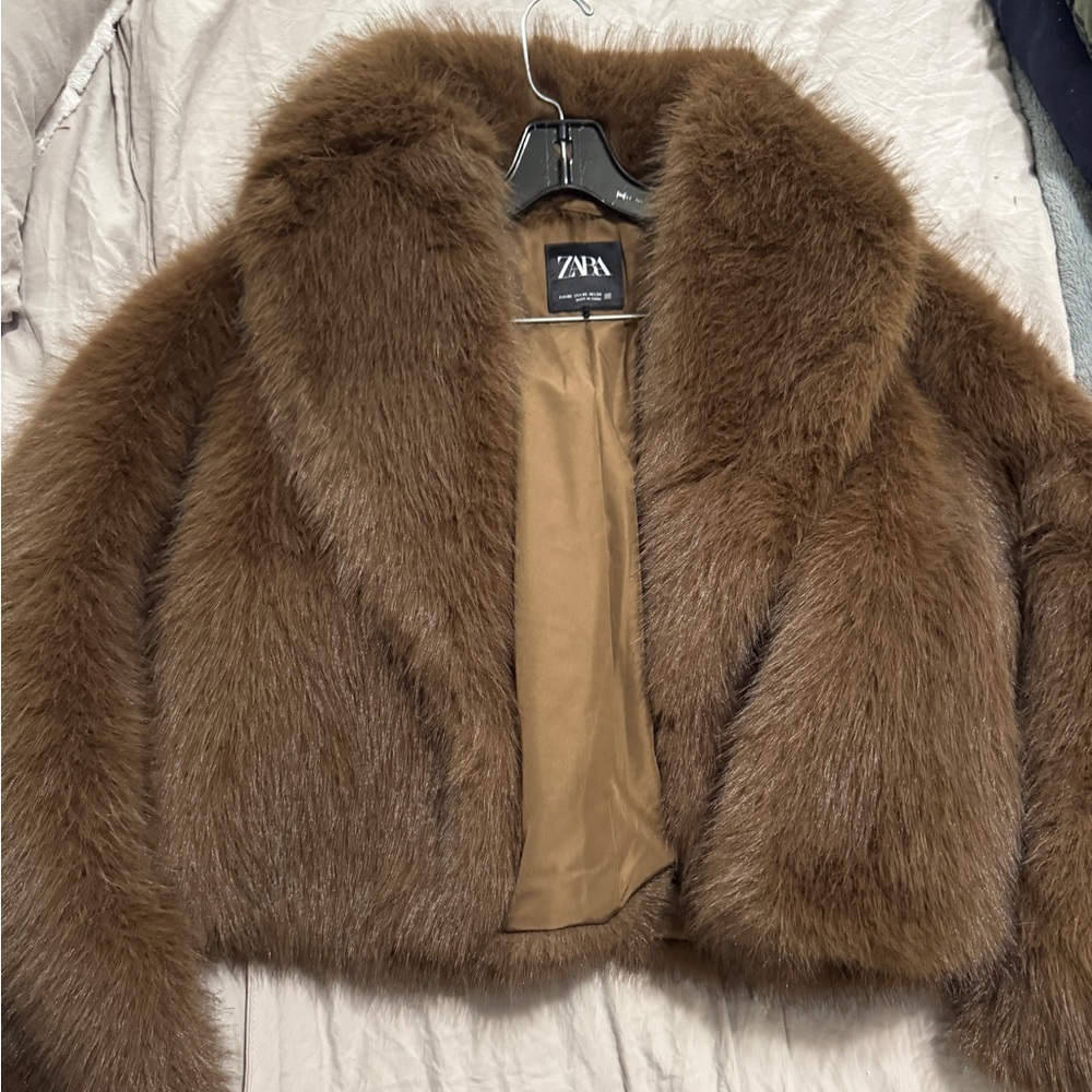 Zara Faux Fur Cropped Jacket